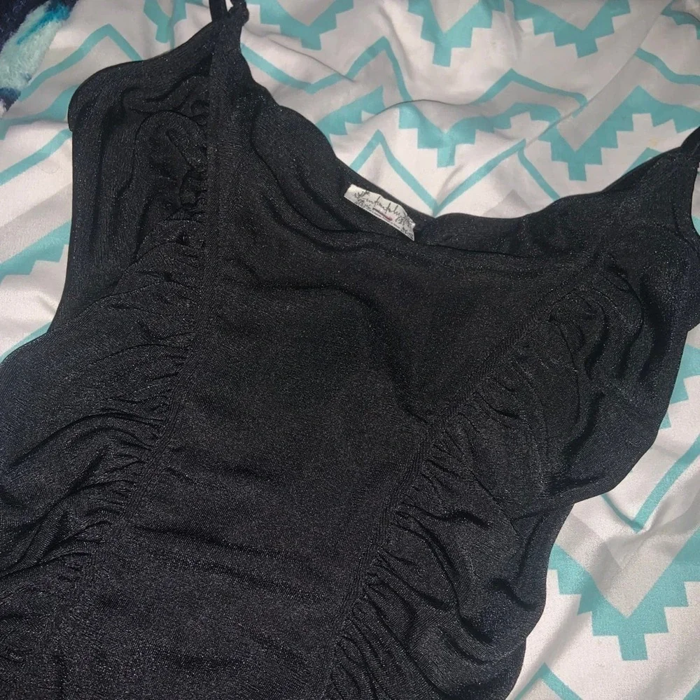 Black intimately free people body suit drappy cowl neck NWOT boho spring ruched